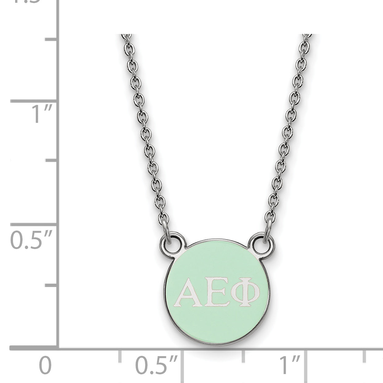 Sterling Silver Rhodium Plated Logoart Alpha Epsilon Phi Sorority Greek Letters Extra Small Color Enamel Pendant 18 Inch Necklace