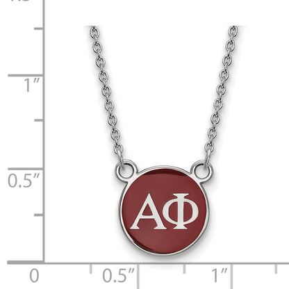 Sterling Silver Rhodium Plated Logoart Alpha Phi Sorority Greek Letters Small Color Enamel Pendant 18 Inch Necklace