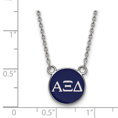 Sterling Silver Rhodium Plated Logoart Alpha Xi Delta Sorority Greek Letters Small Color Enamel Pendant 18 Inch Necklace
