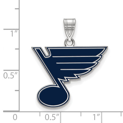 Sterling Silver Rhodium Plated Nhl Logoart St. Louis Blues Large Enameled Pendant