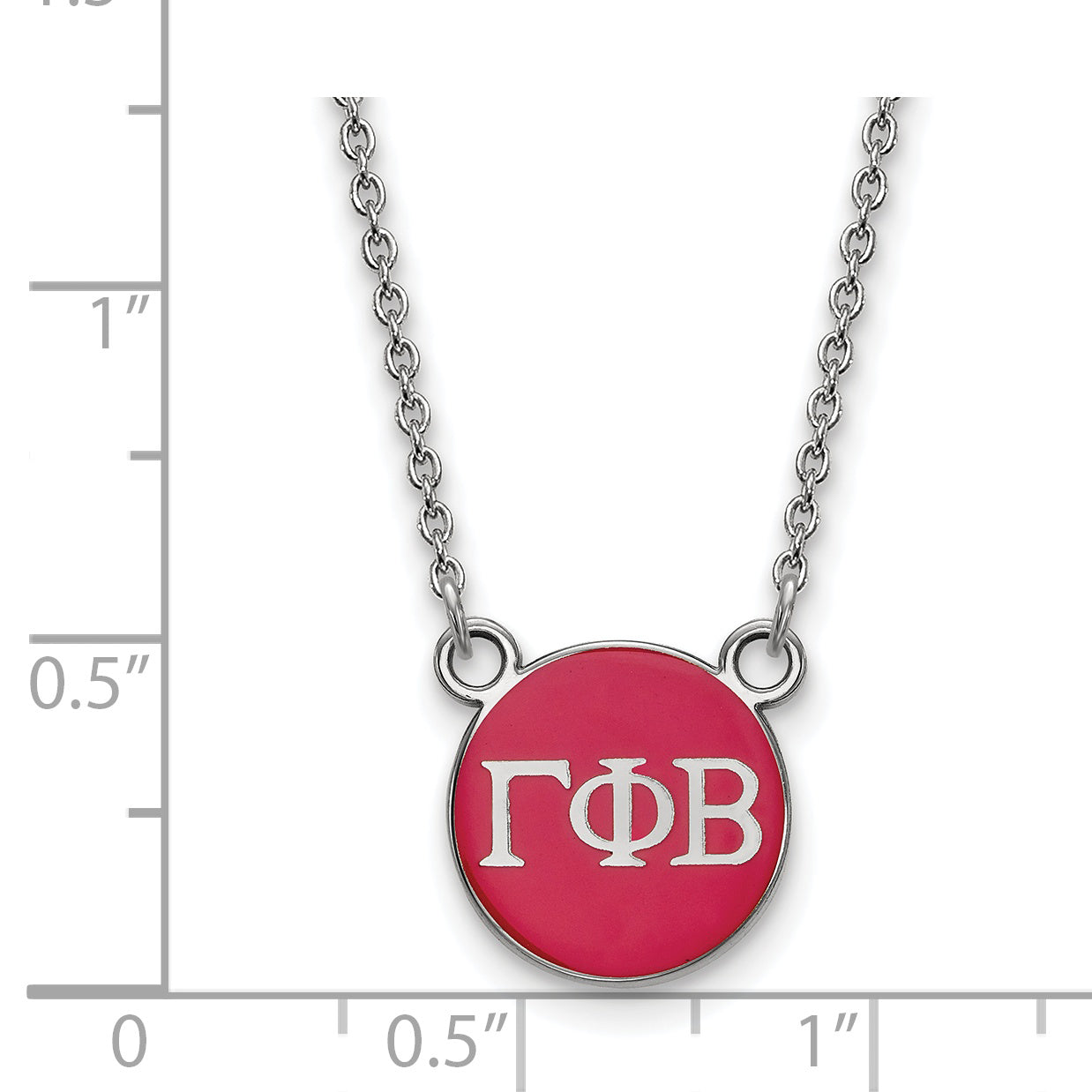 Sterling Silver Rhodium Plated Logoart Gamma Phi Beta Sorority Greek Letters Small Color Enamel Pendant 18 Inch Necklace