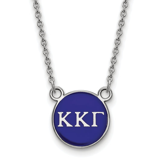 Sterling Silver Rhodium Plated Logoart Kappa Gamma Sorority Greek Letters Small Color Enamel Pendant 18 Inch Necklace