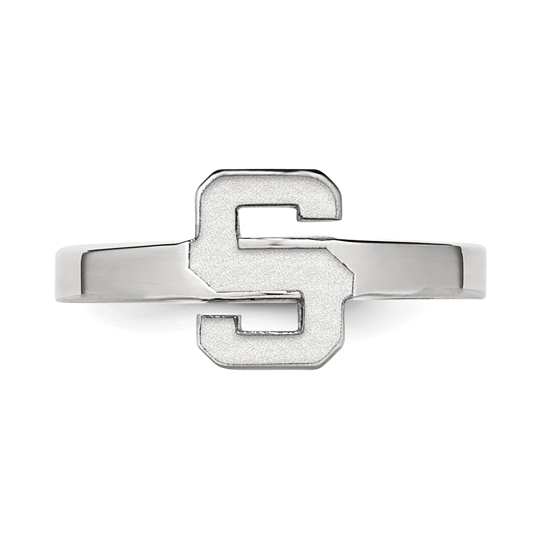 Sterling Silver Rhodium Plated Logoart Michigan State University Letter S Toe Ring