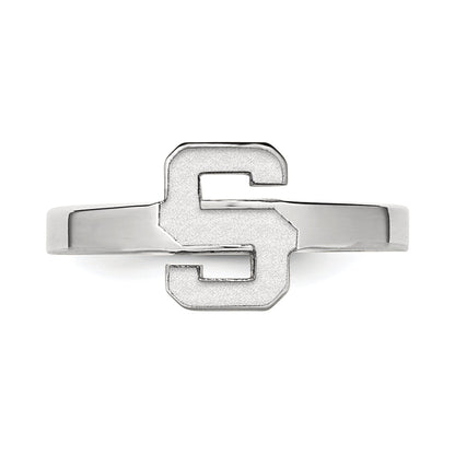 Sterling Silver Rhodium Plated Logoart Michigan State University Letter S Toe Ring