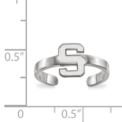 Sterling Silver Rhodium Plated Logoart Michigan State University Letter S Toe Ring