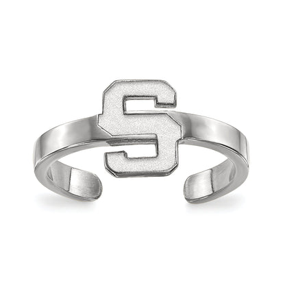 Sterling Silver Rhodium Plated Logoart Michigan State University Letter S Toe Ring