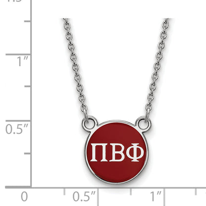 Sterling Silver Rhodium Plated Logoart Pi Beta Phi Sorority Greek Letters Small Color Enamel Pendant 18 Inch Necklace