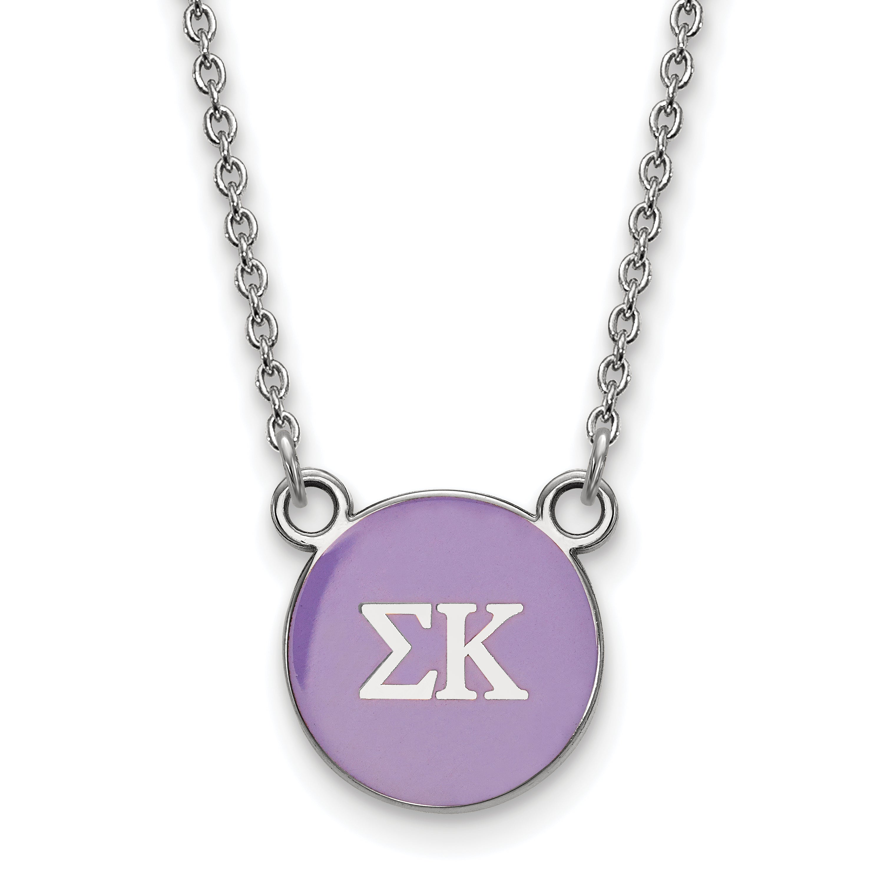 Sterling Silver Rhodium Plated Logoart Sigma Kappa Sorority Greek Letters Small Color Enamel Pendant 18 Inch Necklace