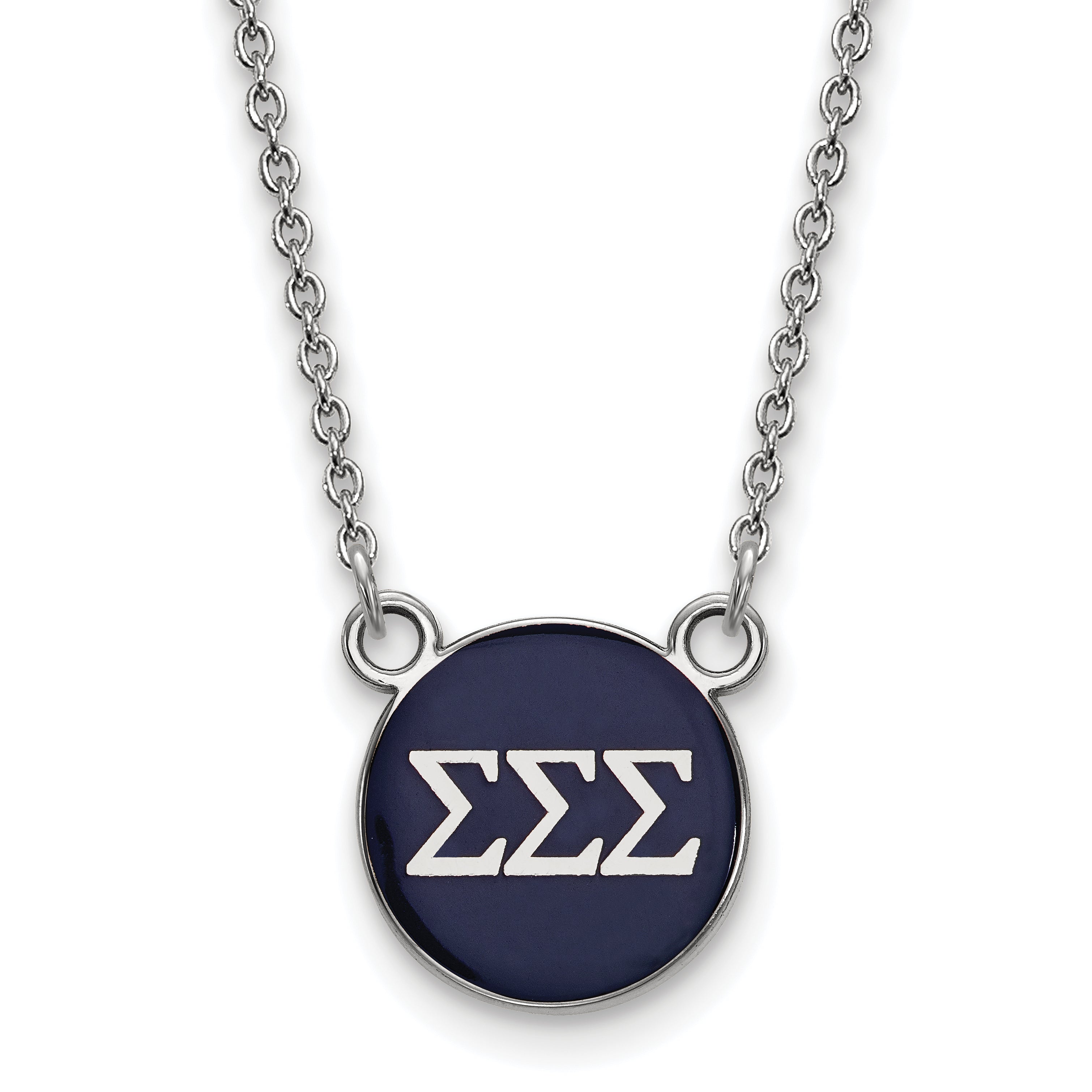 Sterling Silver Rhodium Plated Logoart Sigma Sorority Greek Letters Small Color Enamel Pendant 18 Inch Necklace