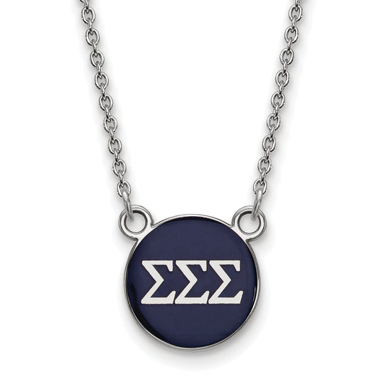 Sterling Silver Rhodium Plated Logoart Sigma Sorority Greek Letters Small Color Enamel Pendant 18 Inch Necklace