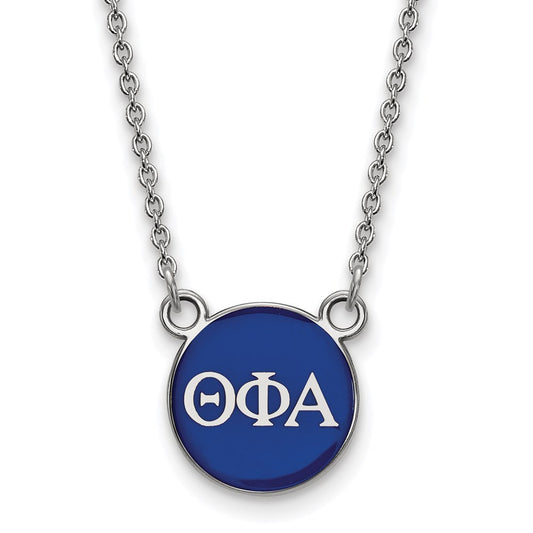 Sterling Silver Rhodium Plated Logoart Theta Phi Alpha Sorority Greek Letters Small Color Enamel Pendant 18 Inch Necklace