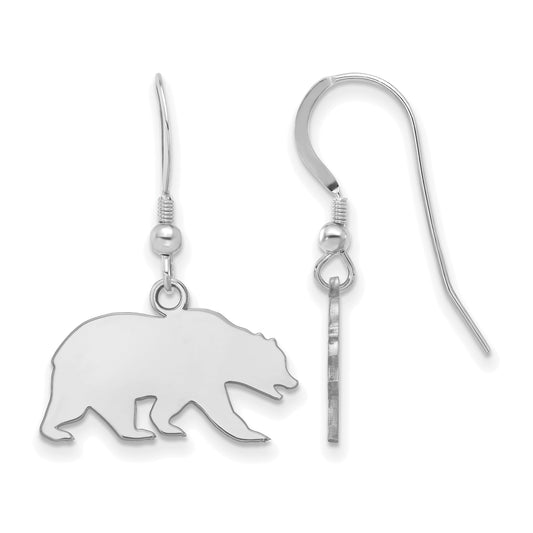 Sterling Silver Rhodium Plated Logoart University Of California Berkeley Bear Small Dangle Wire Earrings