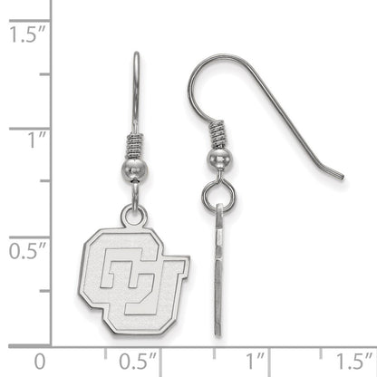 Sterling Silver Rhodium Plated Logoart University Of Colorado C U Small Dangle Wire Earrings