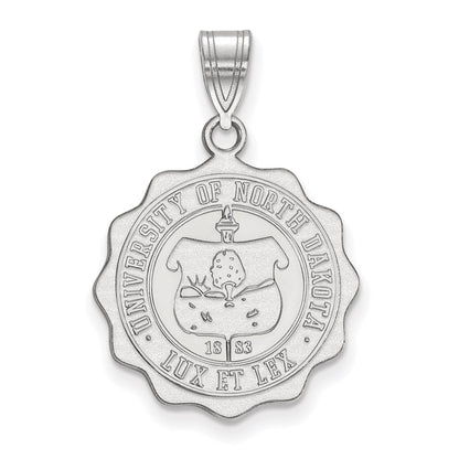 Sterling Silver Rhodium Plated Logoart University Of North Dakota Large Crest Pendant