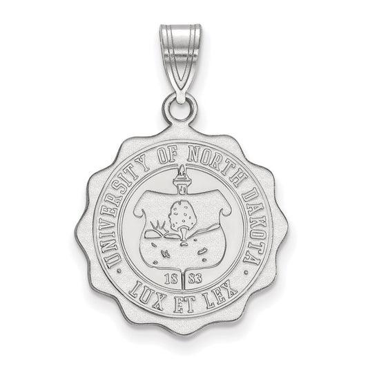 Sterling Silver Rhodium Plated Logoart University Of North Dakota Large Crest Pendant