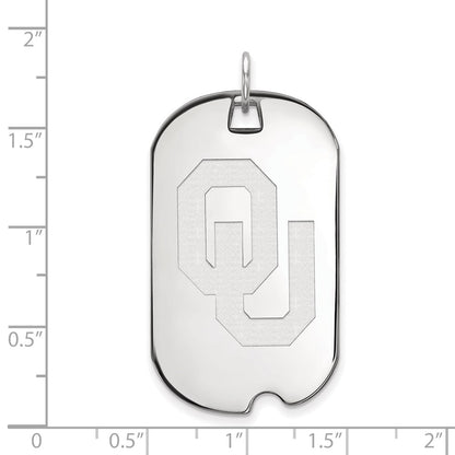10K White Gold Logoart University Of Oklahoma O U Large Dog Tag Pendant