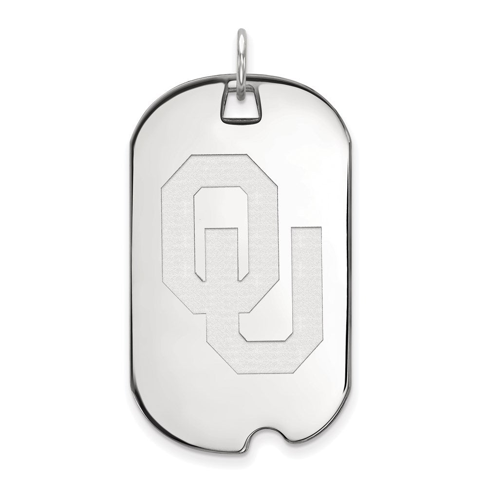 Sterling Silver Rhodium Plated Logoart University Of Oklahoma O U Large Dog Tag Pendant