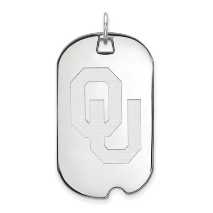 Sterling Silver Rhodium Plated Logoart University Of Oklahoma O U Large Dog Tag Pendant