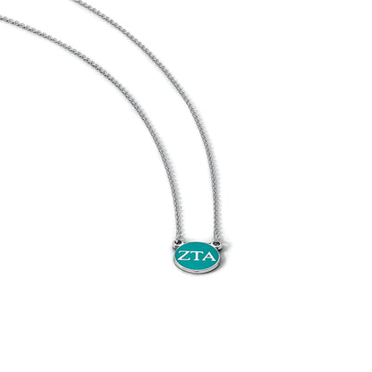 Sterling Silver Rhodium Plated Logoart Zeta Tau Alpha Sorority Greek Letters Small Color Enamel Pendant 18 Inch Necklace