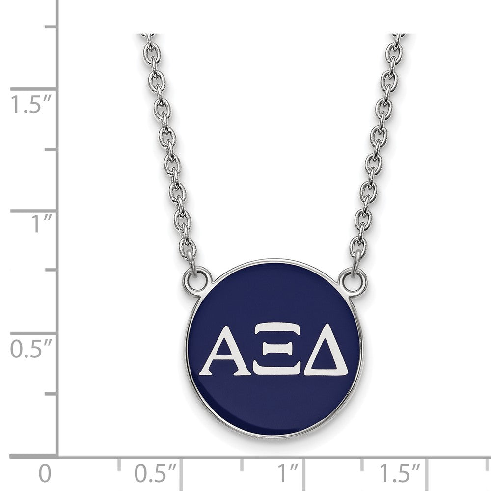 Sterling Silver Rhodium Plated Logoart Alpha Xi Delta Sorority Greek Letters Large Color Enamel Pendant 18 Inch Necklace