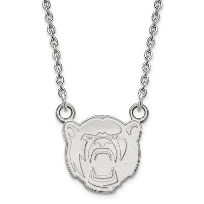 Sterling Silver Rhodium Plated Logoart Baylor University Small Pendant 18 Inch Necklace
