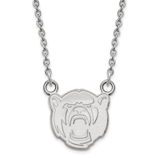 Sterling Silver Rhodium Plated Logoart Baylor University Small Pendant 18 Inch Necklace