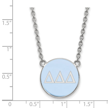 Sterling Silver Rhodium Plated Logoart Delta Sorority Greek Letters Large Color Enamel Pendant 18 Inch Necklace