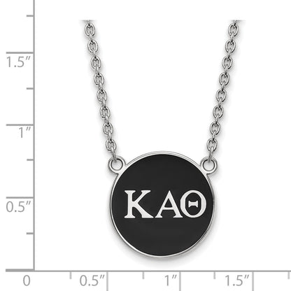Sterling Silver Rhodium Plated Logoart Kappa Alpha Theta Sorority Greek Letters Large Color Enamel Pendant 18 Inch Necklace