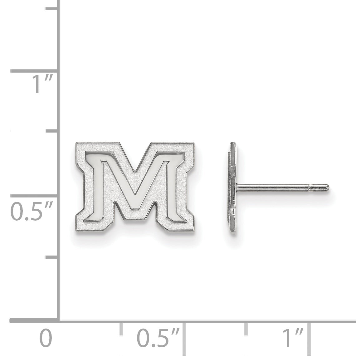 Sterling Silver Rhodium Plated Logoart Montana State University Letter M Extra Small Post Earrings