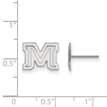 Sterling Silver Rhodium Plated Logoart Montana State University Letter M Extra Small Post Earrings