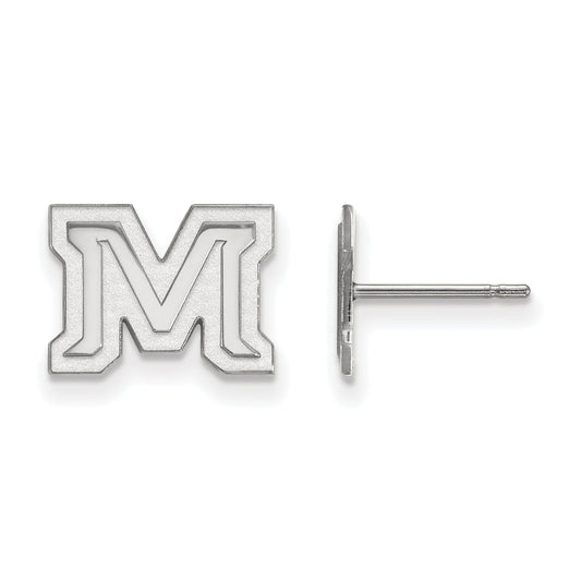 Sterling Silver Rhodium Plated Logoart Montana State University Letter M Extra Small Post Earrings