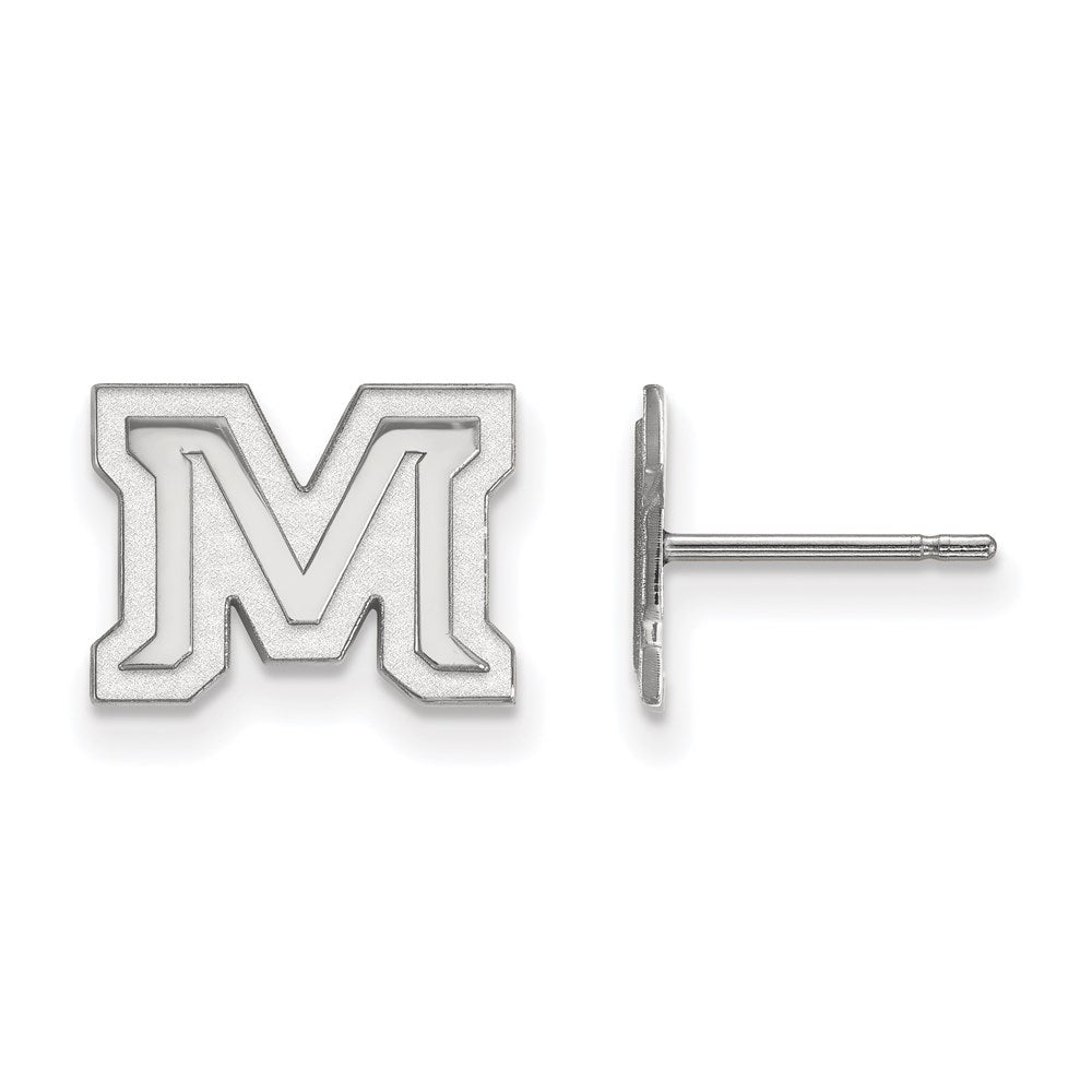 10K White Gold Logoart Montana State University Letter M Extra Small Post Earrings