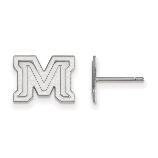 14K White Gold Logoart Montana State University Letter M Extra Small Post Earrings