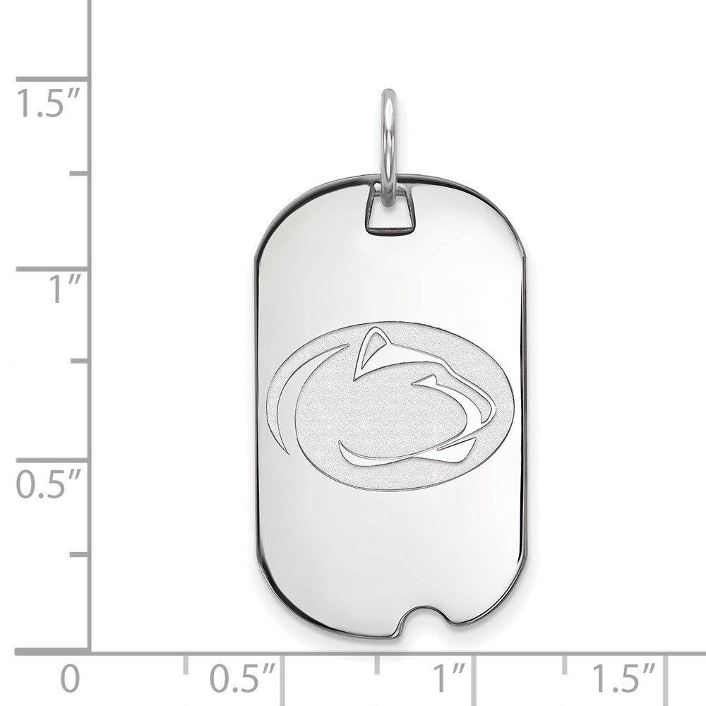 14K White Gold Logoart Penn State University Lion Small Dog Tag Pendant