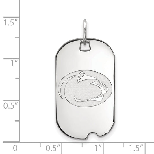 Sterling Silver Rhodium Plated Logoart Penn State University Lion Small Dog Tag Pendant
