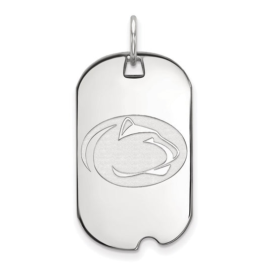 14K White Gold Logoart Penn State University Lion Small Dog Tag Pendant