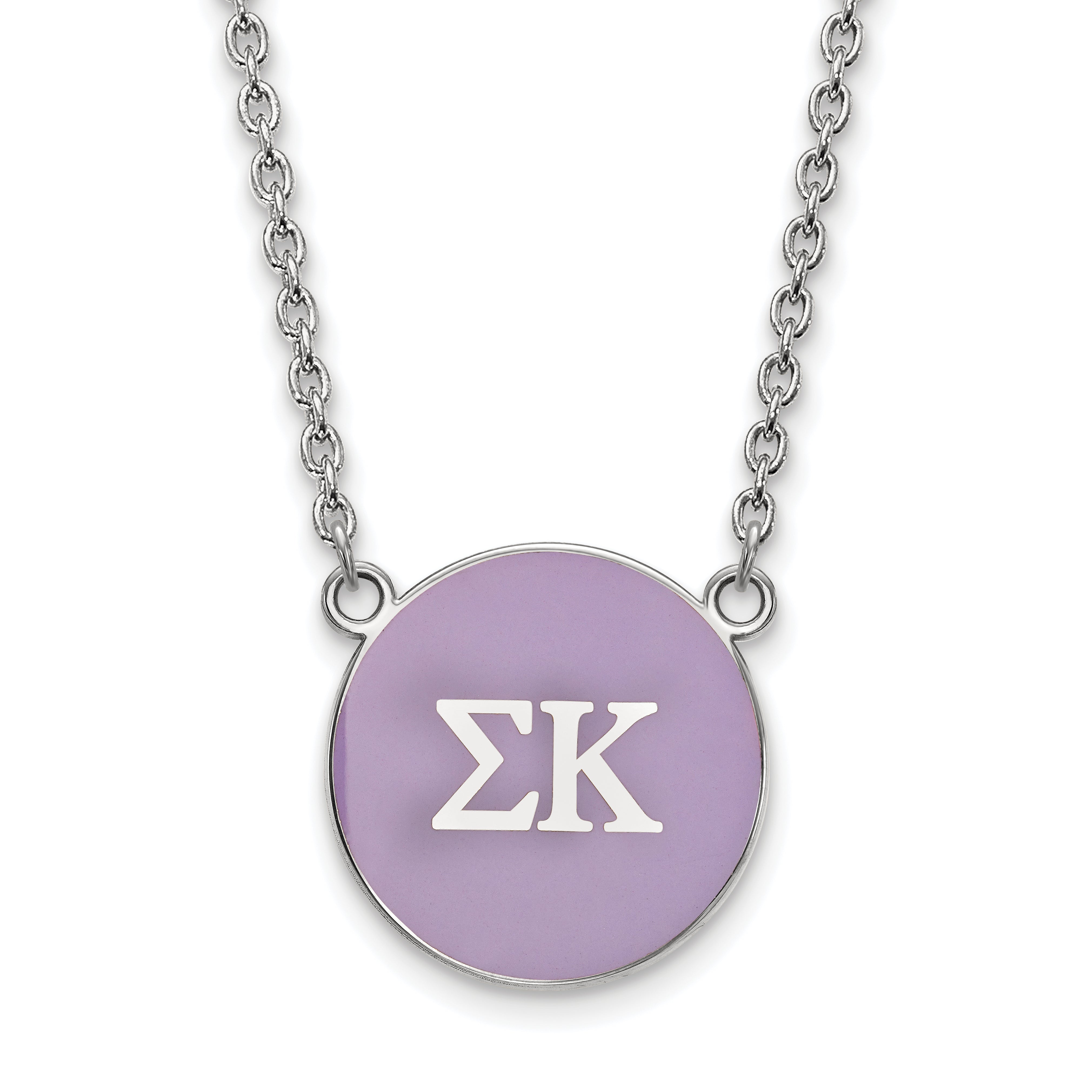 Sterling Silver Rhodium Plated Logoart Sigma Kappa Sorority Greek Letters Large Color Enamel Pendant 18 Inch Necklace