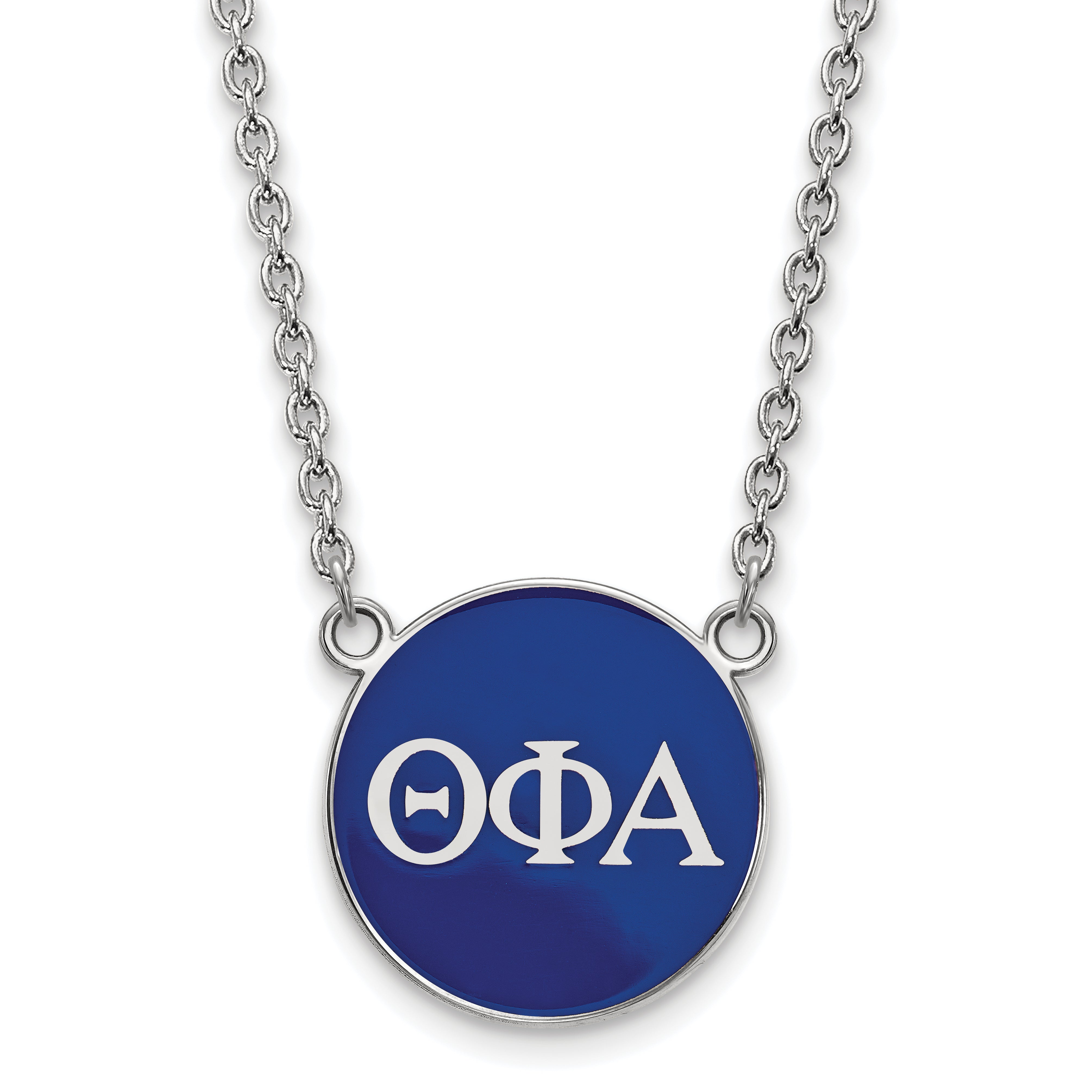 Sterling Silver Rhodium Plated Logoart Theta Phi Alpha Sorority Greek Letters Large Color Enamel Pendant 18 Inch Necklace