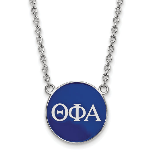 Sterling Silver Rhodium Plated Logoart Theta Phi Alpha Sorority Greek Letters Large Color Enamel Pendant 18 Inch Necklace