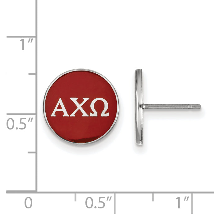 Sterling Silver Rhodium Plated Logoart Alpha Chi Omega Sorority Greek Letters Color Enamel Post Earrings