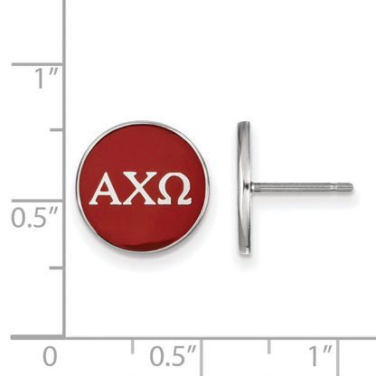 Sterling Silver Rhodium Plated Logoart Alpha Chi Omega Sorority Greek Letters Color Enamel Post Earrings