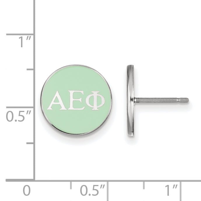 Sterling Silver Rhodium Plated Logoart Alpha Epsilon Phi Sorority Greek Letters Color Enamel Post Earrings
