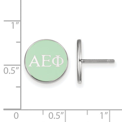 Sterling Silver Rhodium Plated Logoart Alpha Epsilon Phi Sorority Greek Letters Color Enamel Post Earrings