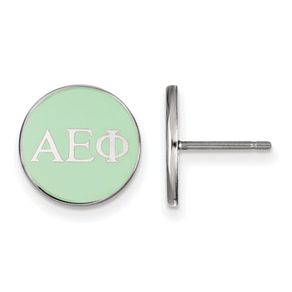 Sterling Silver Rhodium Plated Logoart Alpha Epsilon Phi Sorority Greek Letters Color Enamel Post Earrings