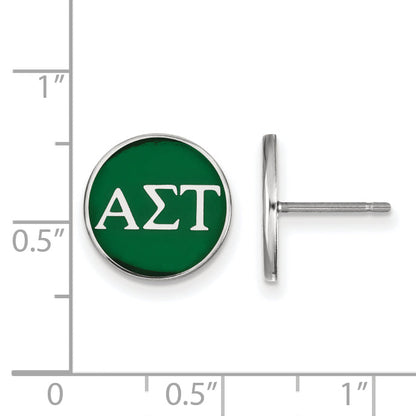 Sterling Silver Rhodium Plated Logoart Alpha Sigma Tau Sorority Greek Letters Color Enamel Post Earrings