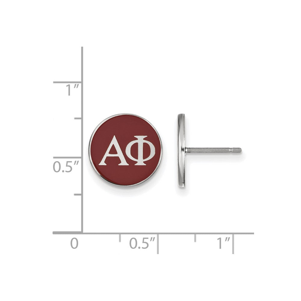 Sterling Silver Rhodium Plated Logoart Alpha Phi Sorority Greek Letters Color Enamel Post Earrings