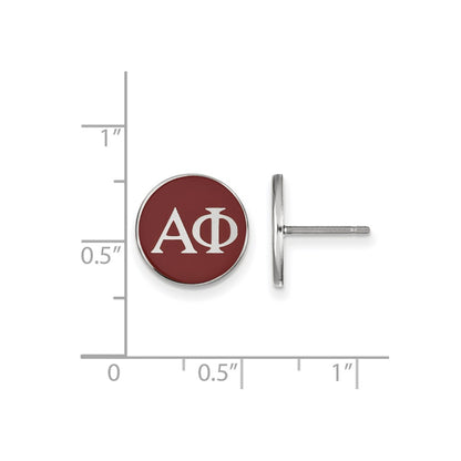 Sterling Silver Rhodium Plated Logoart Alpha Phi Sorority Greek Letters Color Enamel Post Earrings