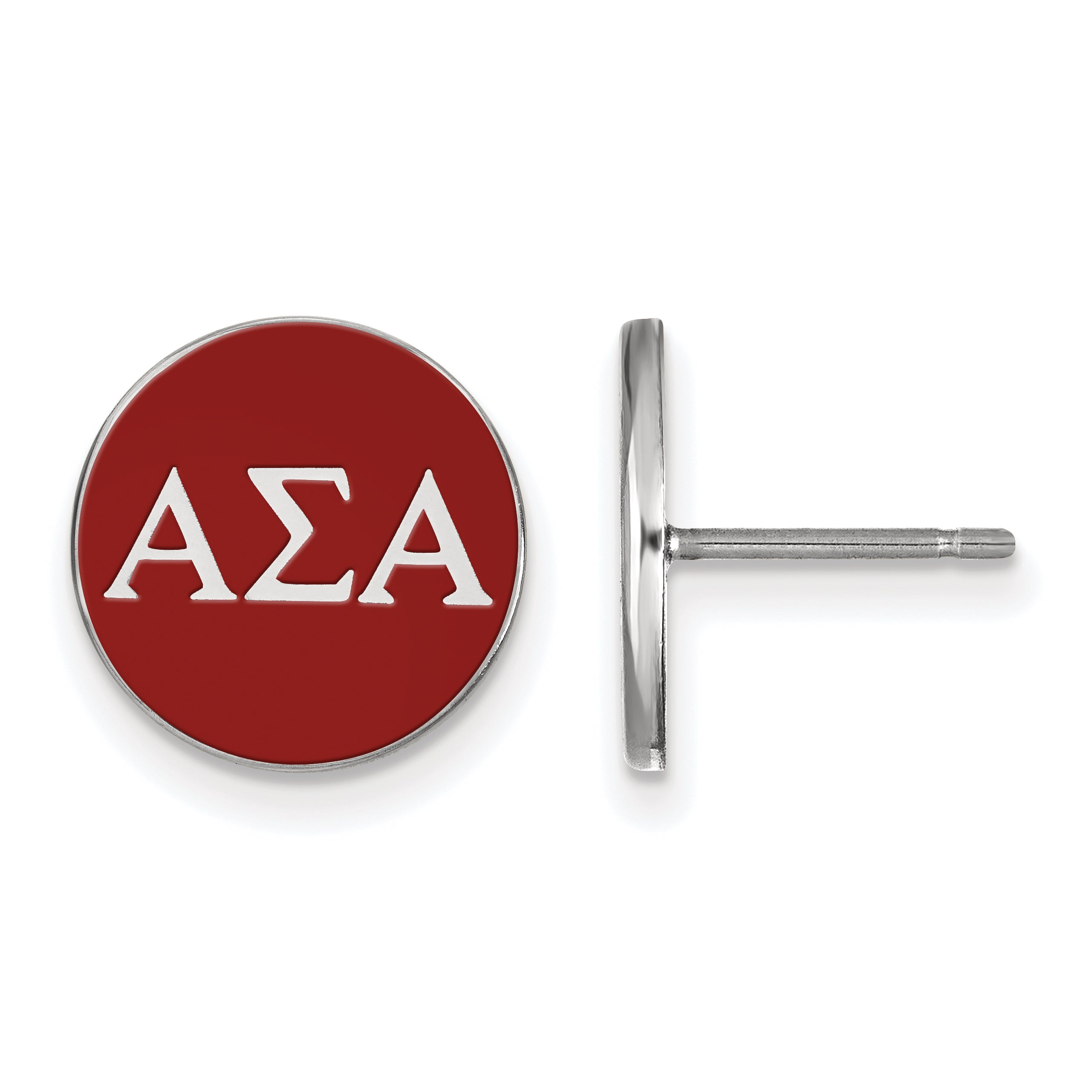 Sterling Silver Rhodium Plated Logoart Alpha Sigma Sorority Greek Letters Color Enamel Post Earrings