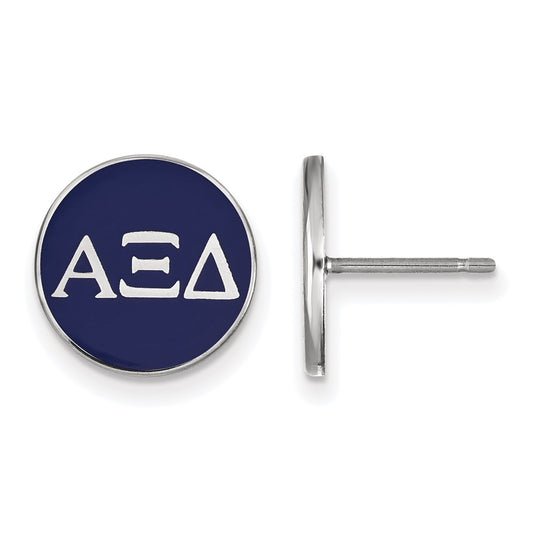 Sterling Silver Rhodium Plated Logoart Alpha Xi Delta Sorority Greek Letters Color Enamel Post Earrings