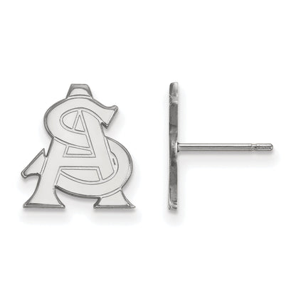 Sterling Silver Rhodium Plated Logoart Arizona State University A S Small Post Earrings